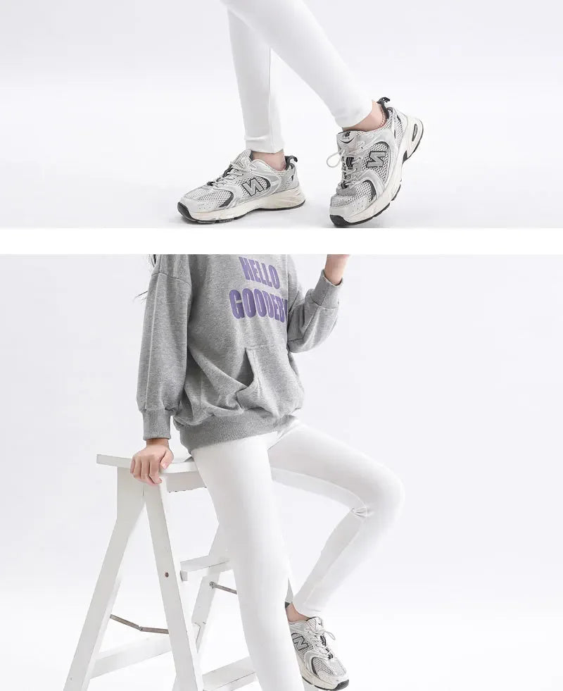 Girls Pure Cotton Long Pants - Slim Fit Thermal Underwear for Kids | Spring Autumn Base Layer