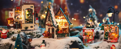 Robotime DIY Miniature House Kit Decoration Christmas Fireplace Mini House Building Craft Kits for Adults Gift  For Christmas