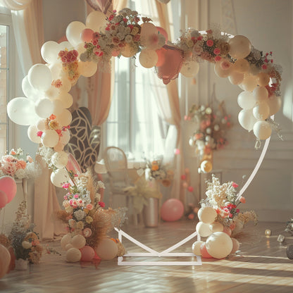 Heart Shape Wedding Arch Stand with Base, Heavy Duty Metal Flower Balloon Frame, Backdrop Stand for Party, 7.2FT