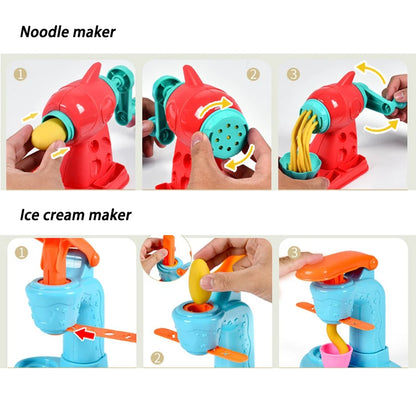 3D Color Clay Toy Kids Pretend Play Ice Cream Maker Burger Noodle Plasticine Toy Clay/Plasticine Mold