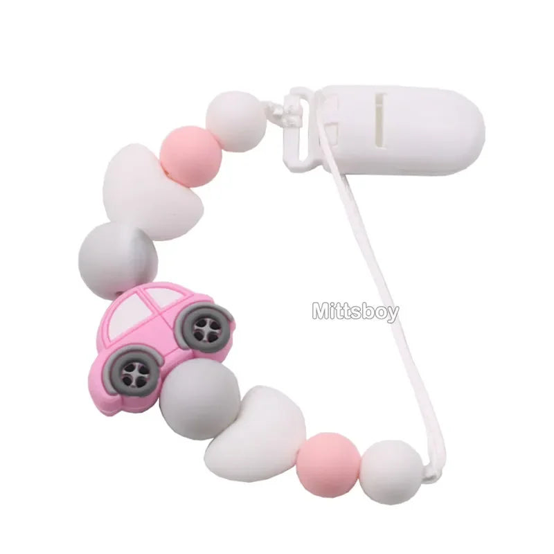 NEW Custom Personalized Name Pacifier Clip Handmade Beech Wooden Chain Silicone Crown Holder Soother Baby Teething Toy Chew Gift