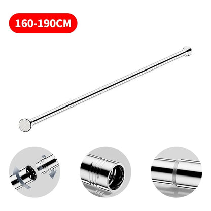 Telescopic Shower Curtain Extendable Wardrobe Rail Clothes Hanging Pole Rod