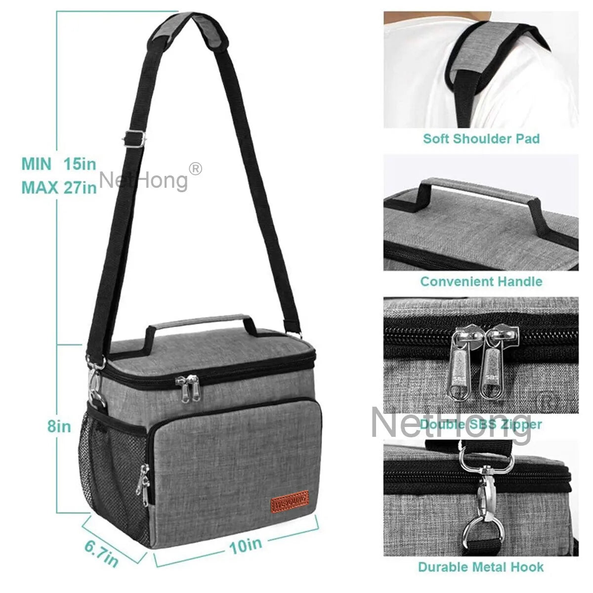 Bag, Insulated Cooler Bag Thermal Lunch Tote Bags For Men Women