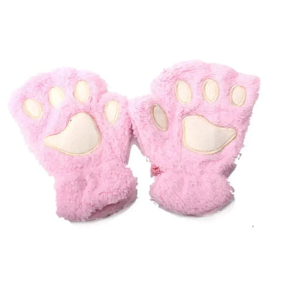 Kids Cat Paw Gloves - Kawaii Half-Finger Mittens for Children