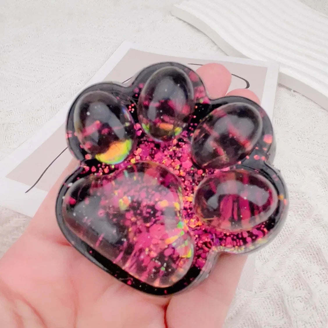 1PC Dark Starry Sky Cat Claw Squishy Fidget Toys Soft Cute Cat Paw Slow Rebound Pinch Decompression Toy for Kids Christmas Gifts