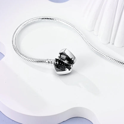 925 Sterling Silver Charm Bracelet - Leaf, Clover, Butterfly & Heart Design | 17-20cm Adjustable