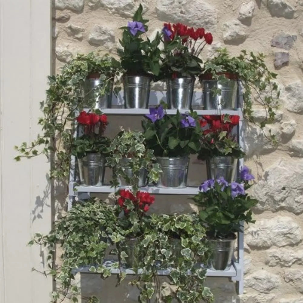 Three Tiered Flower Display Stand Decorative Shelving for Garden Moving Florist Bouquet Shelf Painted Garden Plant Theatre