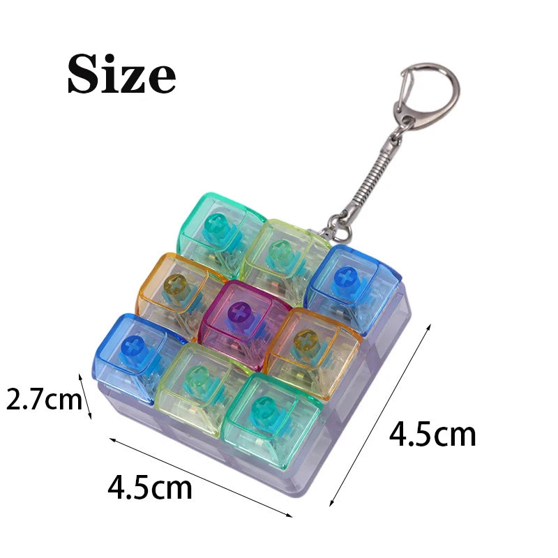 9-in-1 Keyboard Keychain Fidget Toy Decompression Button Finger Clicker Toys Stress Relief Keyboard Fidget Sensory Toys for kids
