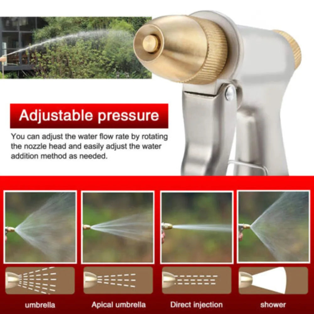 Metal Hose Water Spray Gun High Pressure Nozzle Car Garden Lawn Wash Pipe