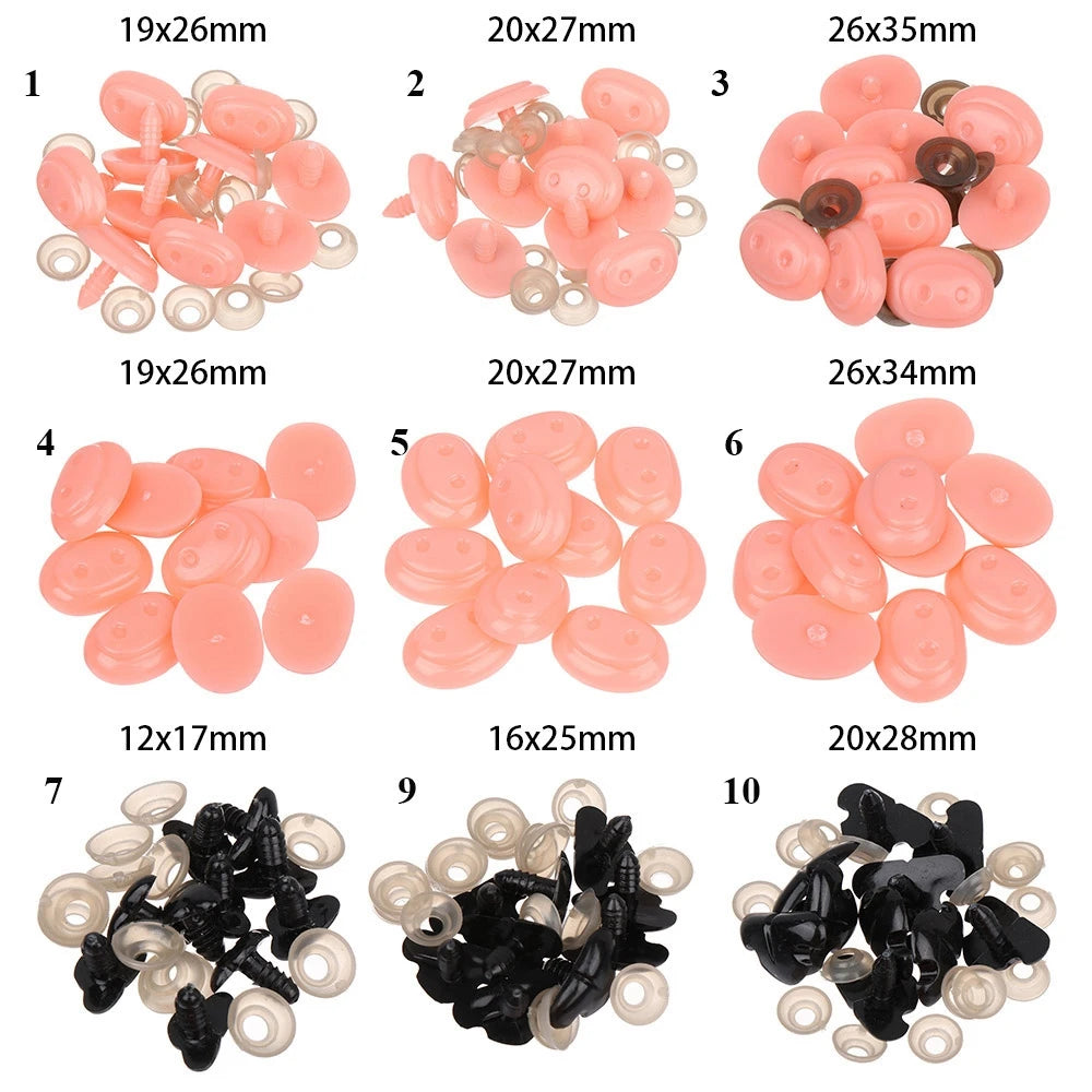 10Pcs Plastic Nose Crafts Doll Triangle Noses Oval Safety Noses Pigs Noses Plush Animal Nose DIY Animals Buttons For Dolls Fox