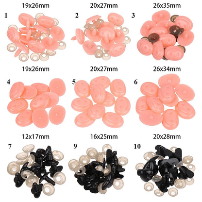 10Pcs Plastic Nose Crafts Doll Triangle Noses Oval Safety Noses Pigs Noses Plush Animal Nose DIY Animals Buttons For Dolls Fox