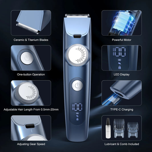 Sejoy Professional Electric Hair Clippers Men Cordless Hair Trimmer Rechargeable LED Display IPX7 Hair Cutting Machine