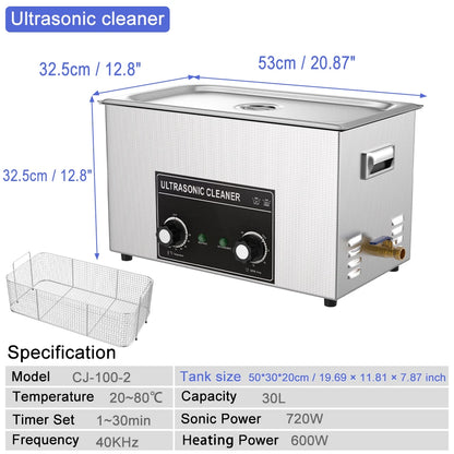 Industrial Ultrasonic Cleaner Cleaning Device 30L 600w 800w 900w Retainer Cleaner Machine Ultrasonic Bath UK AU EU US Plug 220v