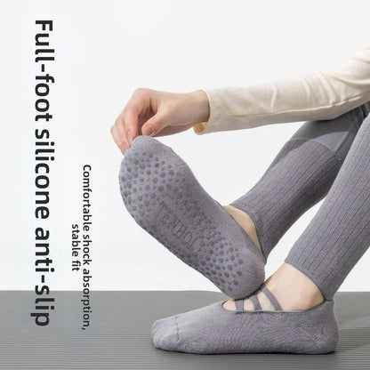 New Cotton Pilates Socks Harajuku Street Breathable Yoga Socks Non-Slip Grip Casual Strappy Grip Sock