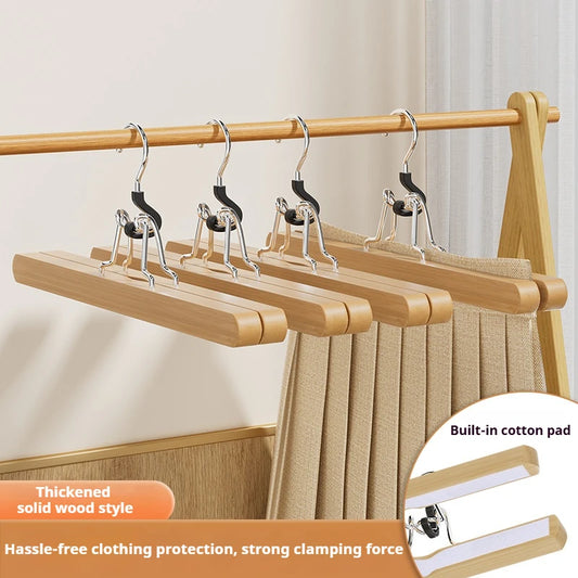 5pcs super strong clamping force solid wood pants rack pants and skirt clips non-slip traceless home storage