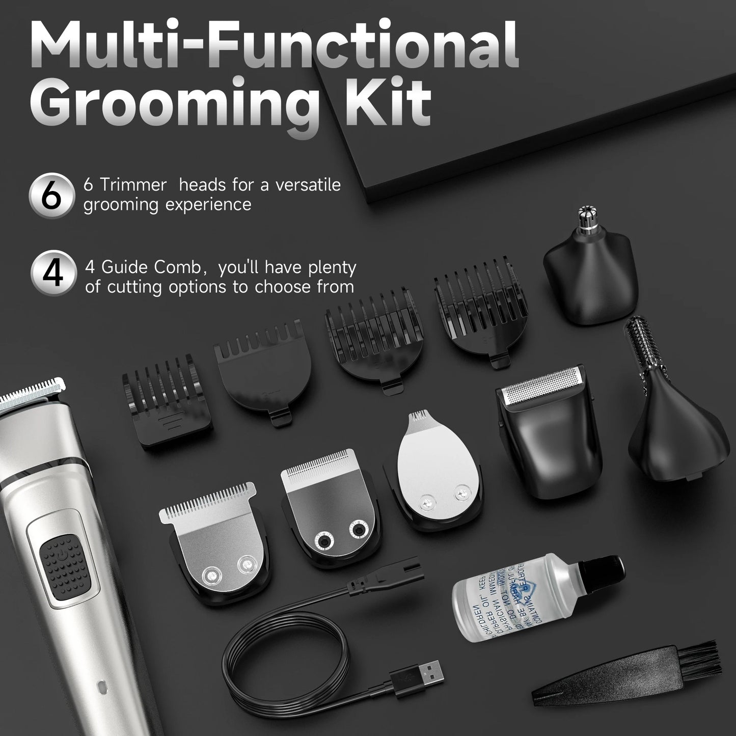 Sejoy MASTER Men's Grooming Kit 5 In 1 Multifunctional Electric Hair Clippers Rechargeable Razor Men Beard Nose Trimmer