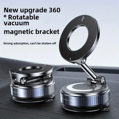 Upgraded Aluminum Alloy Vacuum Magnetic Car Phone Holder with 360° Rotation & Foldable Design Strong Magnetic Absorption