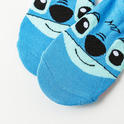 10Pairs miniso disney Unisex Cartoon Anime Socks Men Women Hip Hop Street Style Funny Casual Short Boat Socks