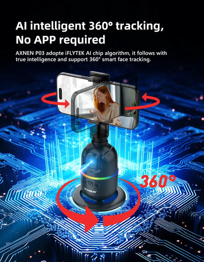 Smart Auto Face Tracking Desktop AI Gimbal for Smartphone & Action Camera 360 Rotation Follow Focus Vlog Kit, Option with Tripod