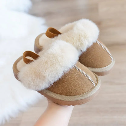 Kids Winter Slippers - Luxury Fur Lined Non-Slip Indoor Boots for Boys & Girls