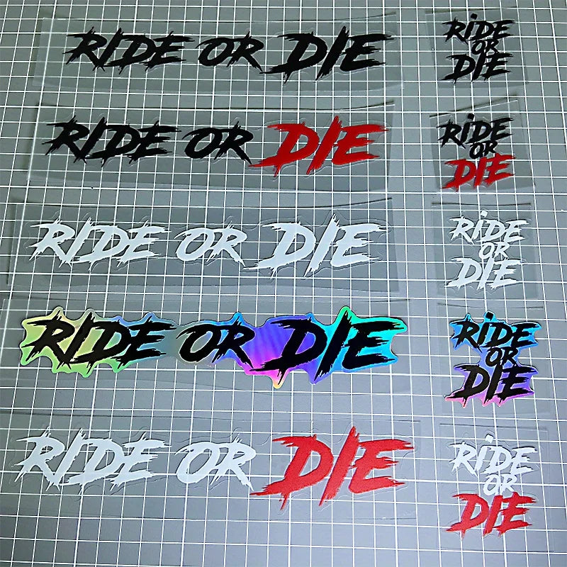 2PCS RIDE OR DIE Motorcycle Stickers Waterproof for Motorbike Helmet DIY Road Bicycle Top Tube Frame Self-adhesive Vinyl Decals
