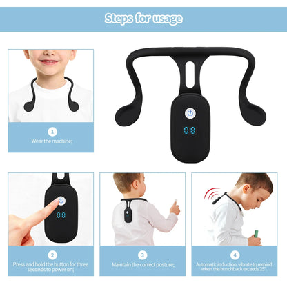 Smart Posture Trainer Back Straightener with Vibration Reminder for Adults Kids Real-Time Monitoring Wearable Sensor