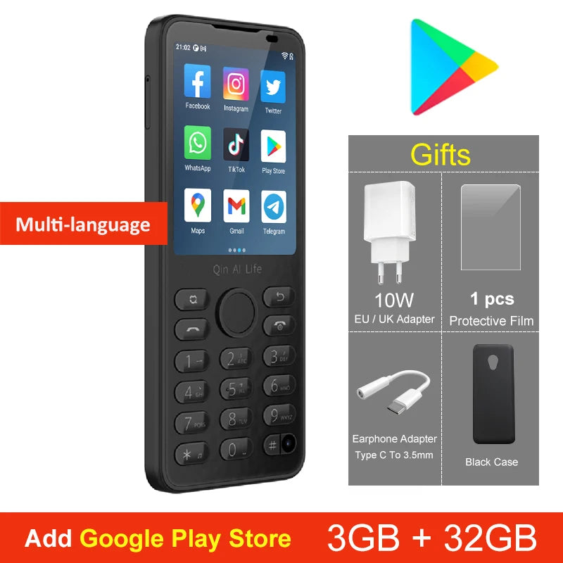 New Qin F21 Pro Smart Touch Screen Phone Wifi +2.8 Inch 3GB + 32GB / 4GB 64GB Bluetooth 5.0 480*640 Global Verison Phone