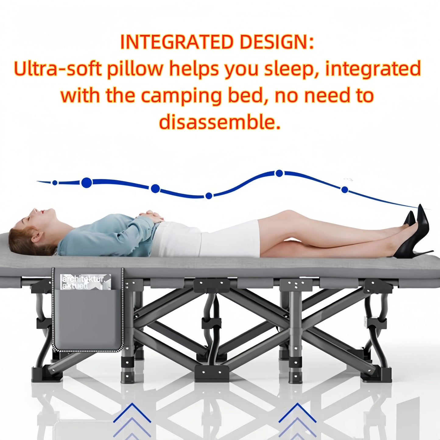 Portable Folding Camping Bed With Pillow - Heavy Duty Military Style Bed 190 X 67 X 48 Cm Lightweight Lounger Camping Garden