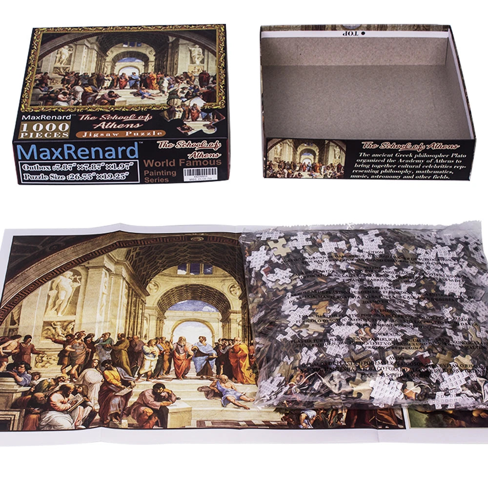 MaxRenard Jigsaw Puzzle 1000 Pieces The School of Athens Raphael Environmentally Friendly Paper Christmas Gift Toy