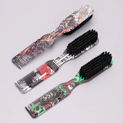 Barbershop Double Sided Brush Professional Face Neck Broken Hair Cleaning Brush Men Beard Styling Comb Salon Home Tools Supplies