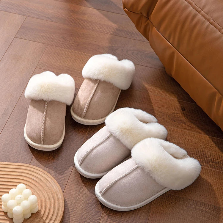 Furry Home Slippers Women 2024 Winter Designer Shoes Ladies Flats Casual Warm Plush House Fur Slides Couple Footwear Large Size