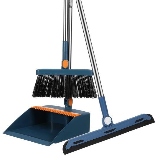 Dustpan Folding Broom Set With Hand Held Brooms For Sweeping Indoor Handheld 9500X2500X2000CM House Collapsible Blue Child