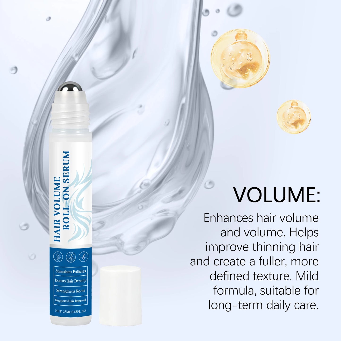 Rosemary Oil Dense Hair Essential Roller For Damaged Hair Care Treatment Smoothing Shiny Soften Hair Scalp Massage Serum