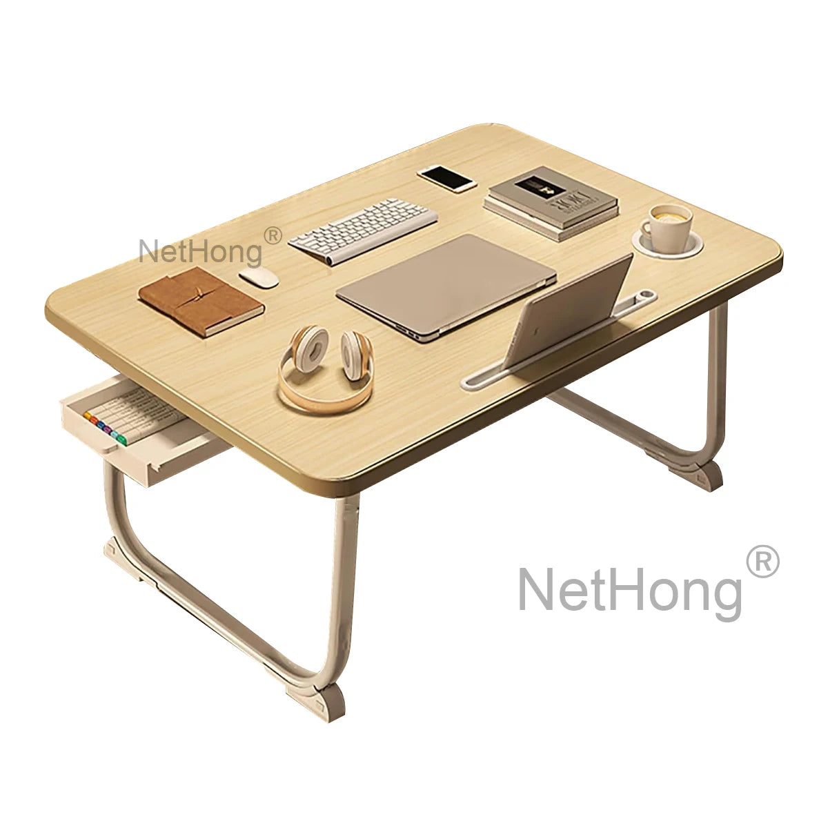 Folding Laptop Desk for Bed Tray Table Desk Bed Sofa Laptop Portable Lap Desk With tablet slot and cup holder Table support