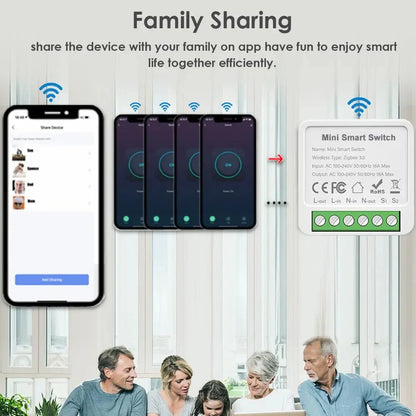 WiFi Zigbee3.0 Mini Smart Switch 2-Way Relay Breaker,Timing APP & Voice Control DIY Household Smart Home Automation Module