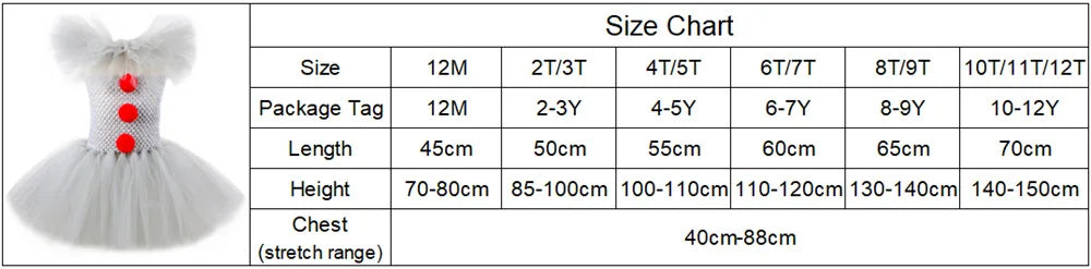 80s 90s Clown Tutu Dress with Gloves Hair Pin Pennywise Role Play Joker Costume Halloween Creature It Cosplay Girls Doll Cosplay