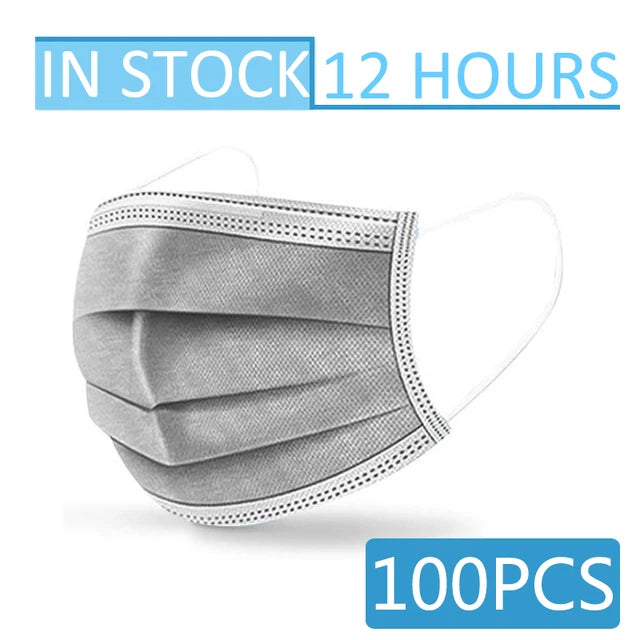 Black Disposable Mask Industrial 3 Layer Ply Filter Mask Adult Adjustable Mouth Face Masks Mascarillas Quirurgicas Homologadas