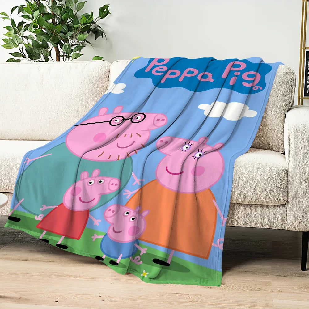 Cartoon Cute P-Pep-pa P-Pig Blanket Blanket for Couch Sofa Travel Home Hiking Picni Bed Beding Flannel Blanket birthday gift