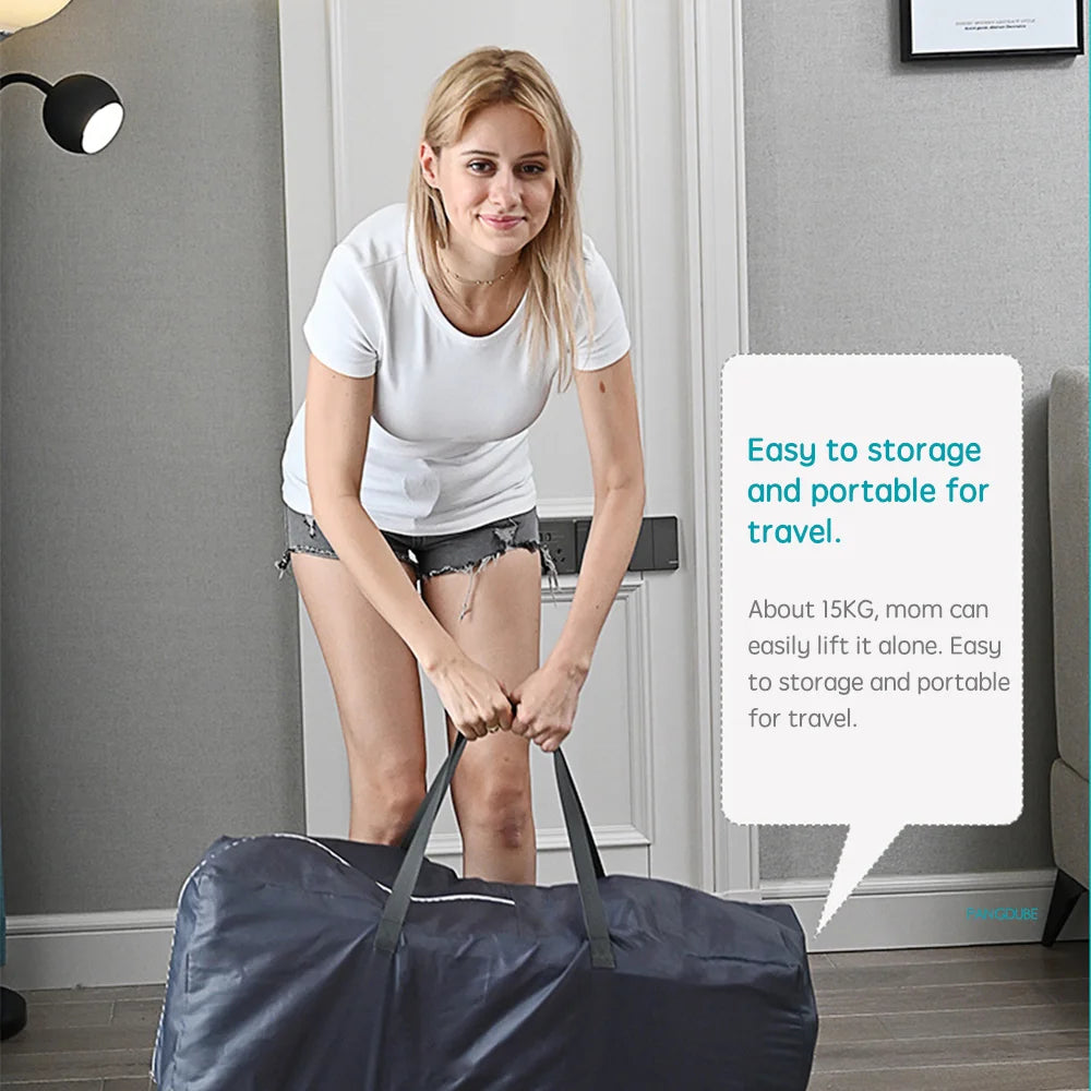 PANGDUBE 4-in-1 Baby Crib Multifunctional Convertible Bed with Rocker & Baby Playpen Newborn Changing Table Foldable Travel Cot