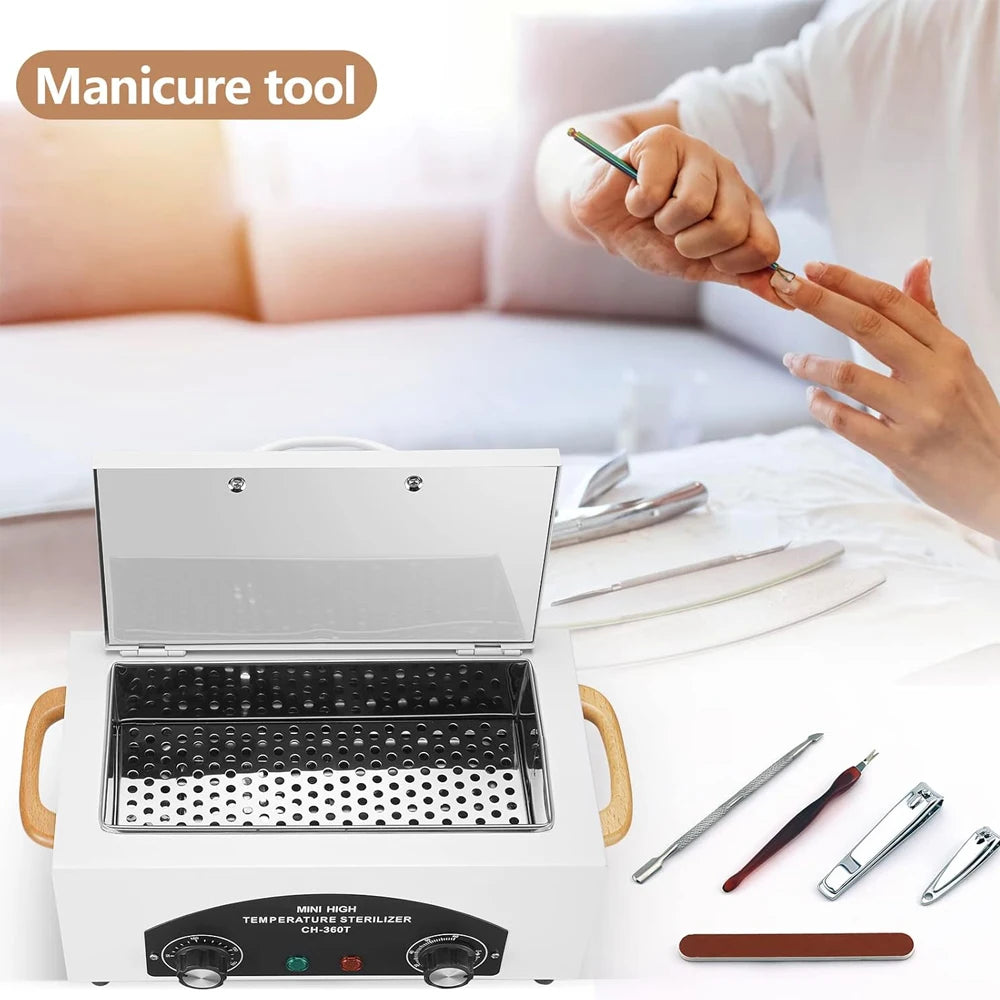 300W Nail Tool High Temperature Cleaning Box 1.5L With Timer Dry Heat Sterilizer For Sundry Beauty Hair Metal Tools With Handle