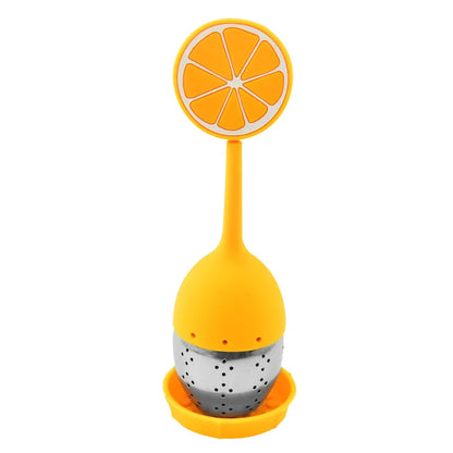 Silicone Handle Tea Infuser Stainless Steel Tea Ball Filter Teapot Cha Coffee Strainer Creative Lemon Orange Shape Spice Sieve