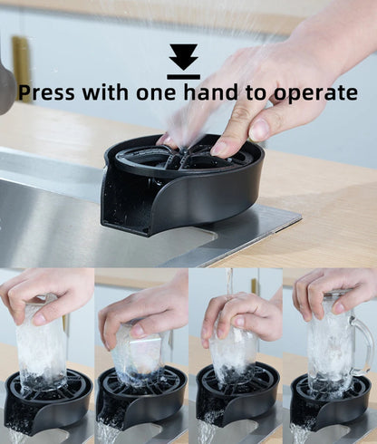Faucet Glass Rinser High Pressure Automatic Rotating Spout Pull Out Spray Head Bottle Washer Glass Cup Cleaner Sink Attachment