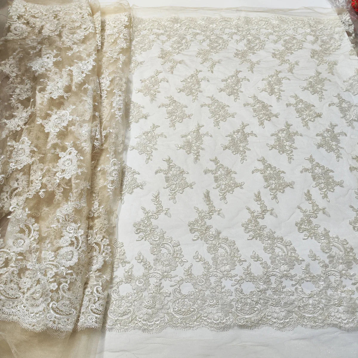 White African Lace Fabric 2025 Embroidered Nigerian Lace Fabric High Quality Cord lace French Tulle Fabric Wedding L-W006A
