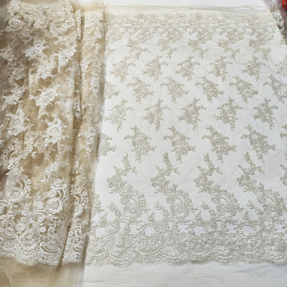 White African Lace Fabric 2025 Embroidered Nigerian Lace Fabric High Quality Cord lace French Tulle Fabric Wedding L-W006A