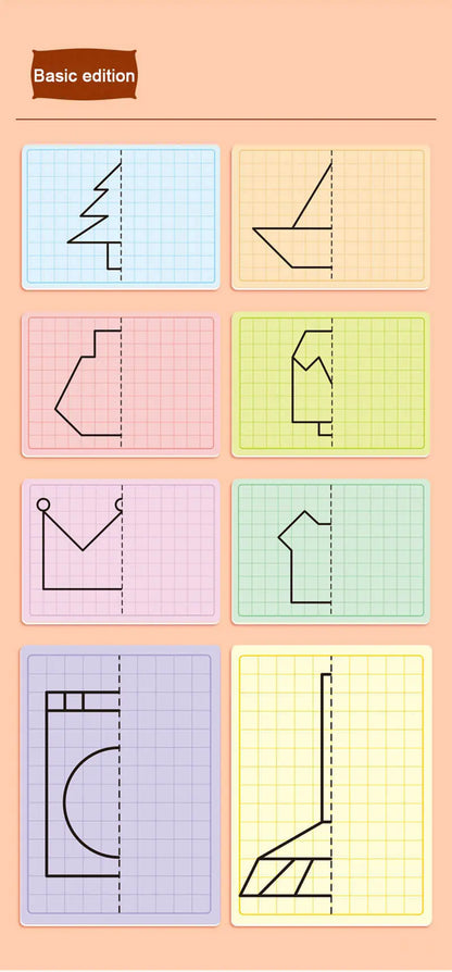 30 page children's grid symmetrical drawing toy focuses on fine motor skills writing and 4-color brush control training drawing
