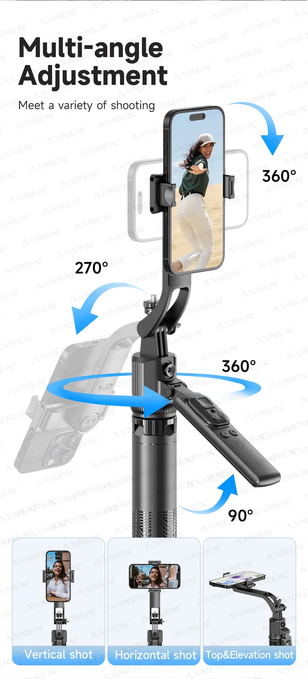 C17 Selfie Stick Tripod for Phone AI 360 Rotation Face Tracking Gimbal Stand Smartphone Camera Monopod Holder 1630mm Quadruped