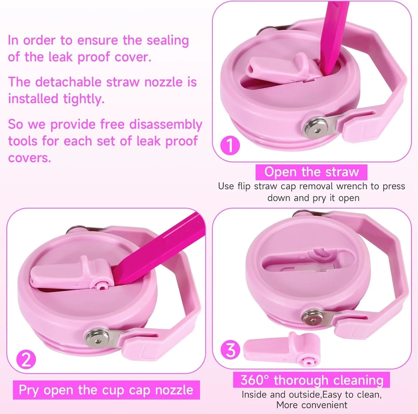 Flip Straw Lid For 40oz Stanley Tumbler Leakproof Portable Handle Lid Exact Color Detachable Flip Straw With Brush&Removal Tool