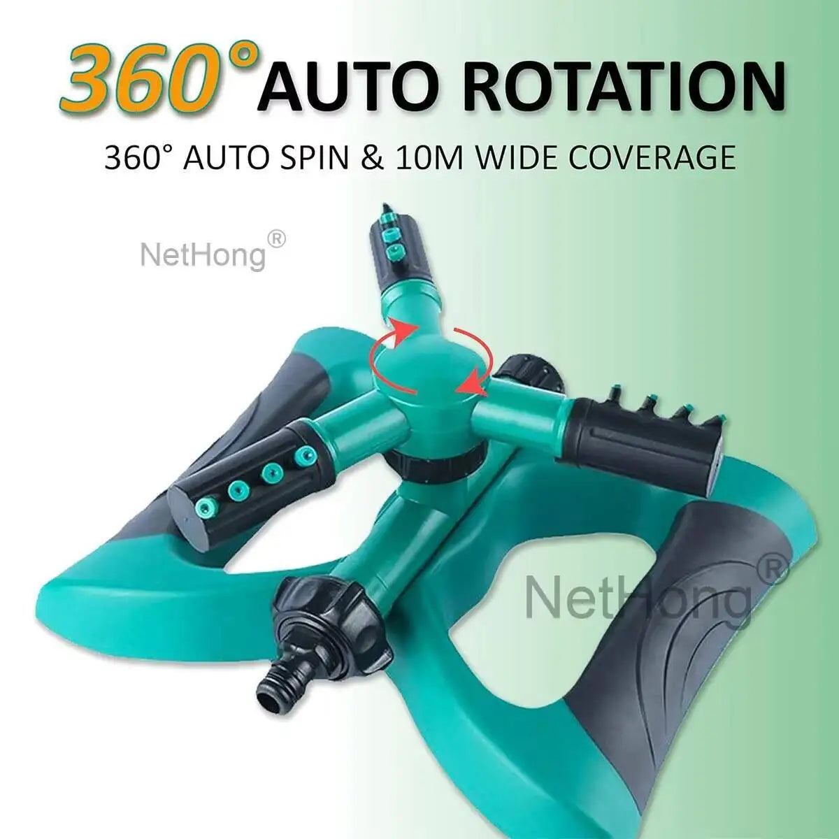 3-Arms 360° Rotating Garden/Lawn Sprinkler System Automatic Watering Irrigation~