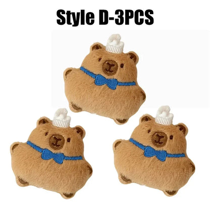 Cartoon Capybara Pendant Decoration Soft Plush Bread Key Chain Plush Stuffed Croissant Food Plush Keychain Hanging Accessory