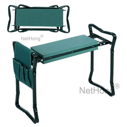 Garden Kneeler 2-In-1 Folding Gardening Padded Seat And Kneeling Stool Tool Bag~